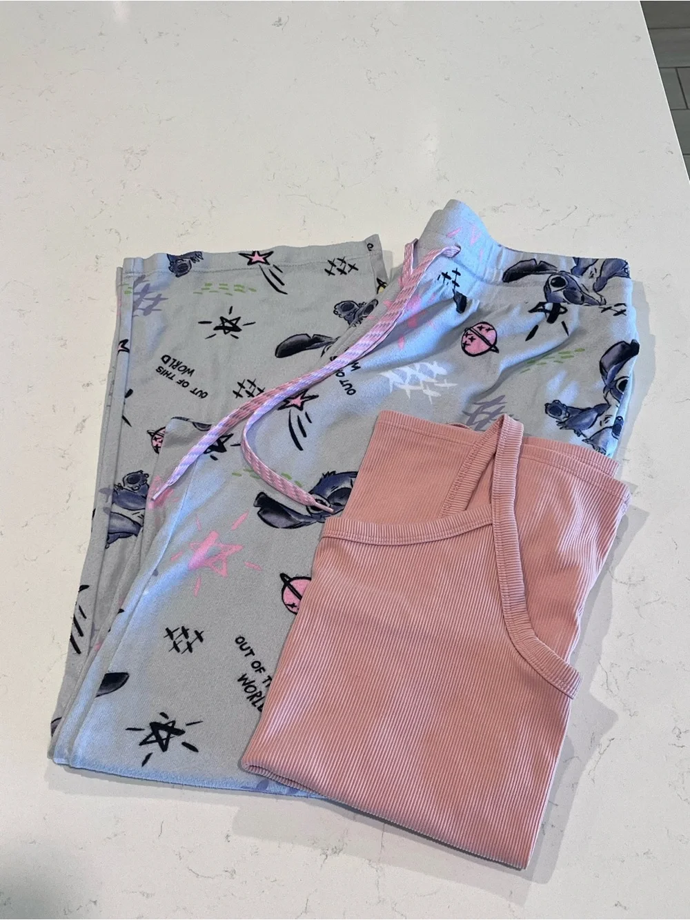 Girls' Pajama Set with Stitch Print